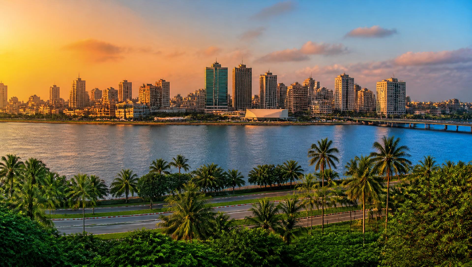 Abidjan skyline across the Ébrié Lagoon, Côte d'Ivoire