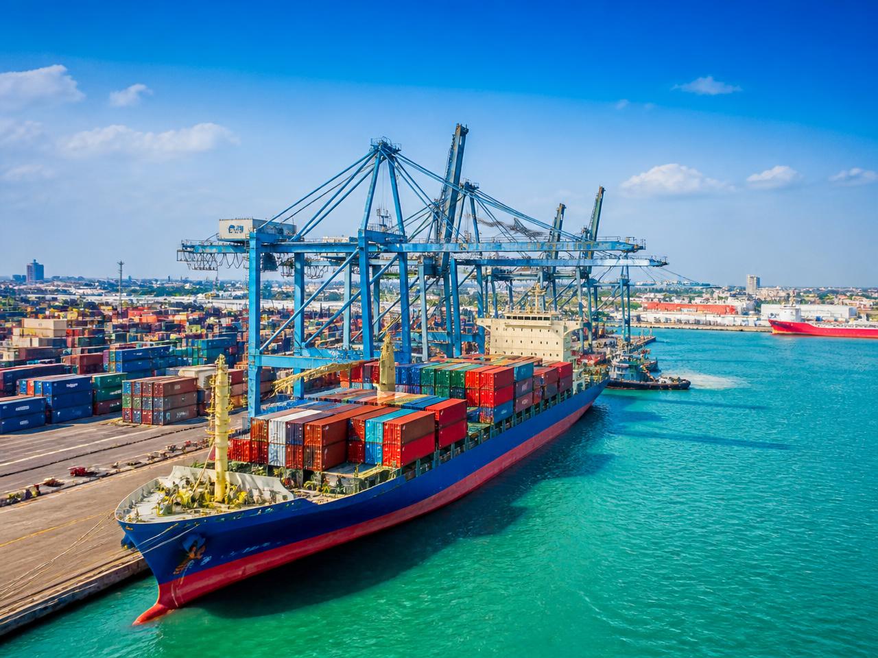 Container terminal cranes at a West African deep-water port
